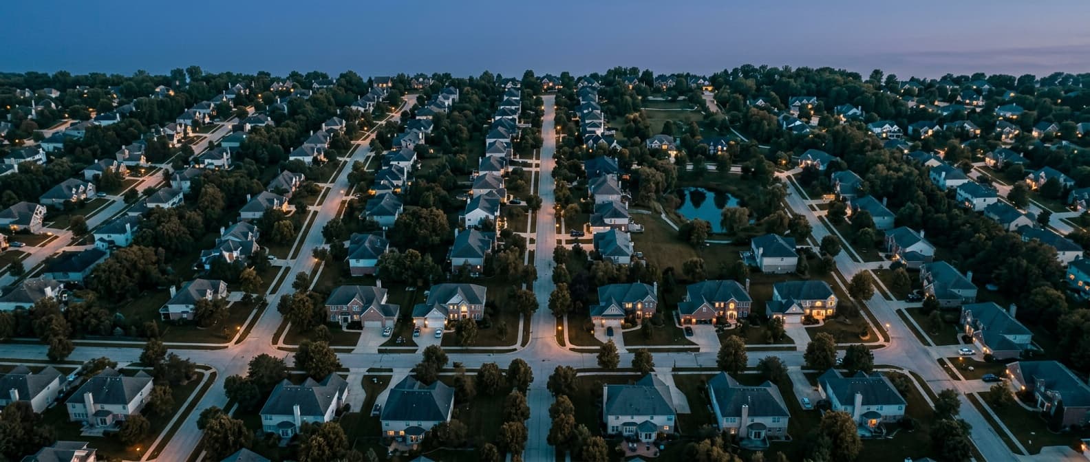Residential neighborhood at dusk